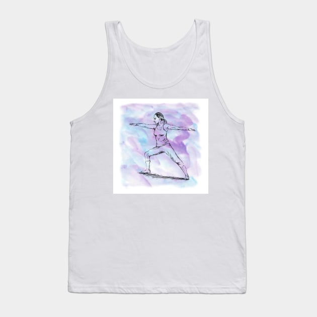 Yoga Pose Warrior Illustration Tank Top by rachelsfinelines